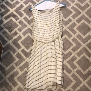 Alice and Olivia white sequin striped dress